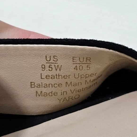 SAM EDELMAN Black Leather Suede Ankle Strap Block Heel Sandal Womens Sz 9.5 W - Picture 7 of 9